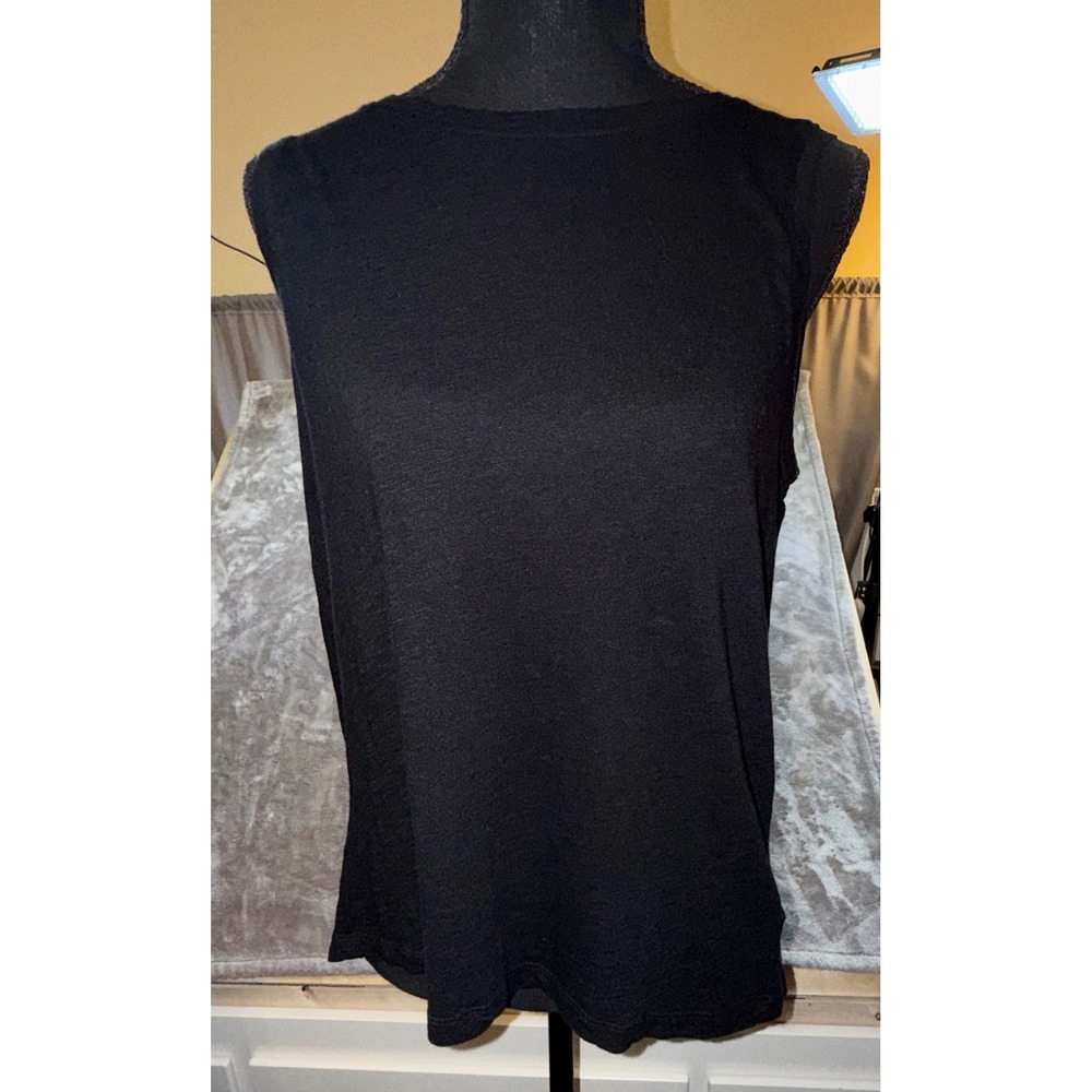 Caslon‎ Tank Top Women S Black Excellent Pleated Back Cotton Modal Blend